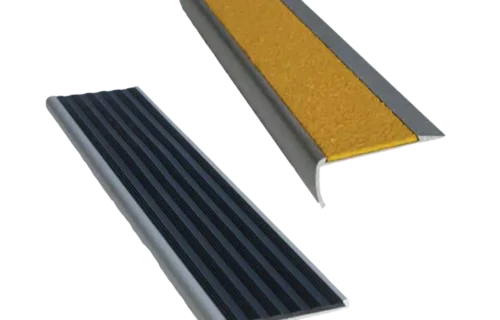 Stair Nosing Range showcasing durable, anti-slip solutions for stair edge protection in various designs and materials, suitable for high-traffic environments.